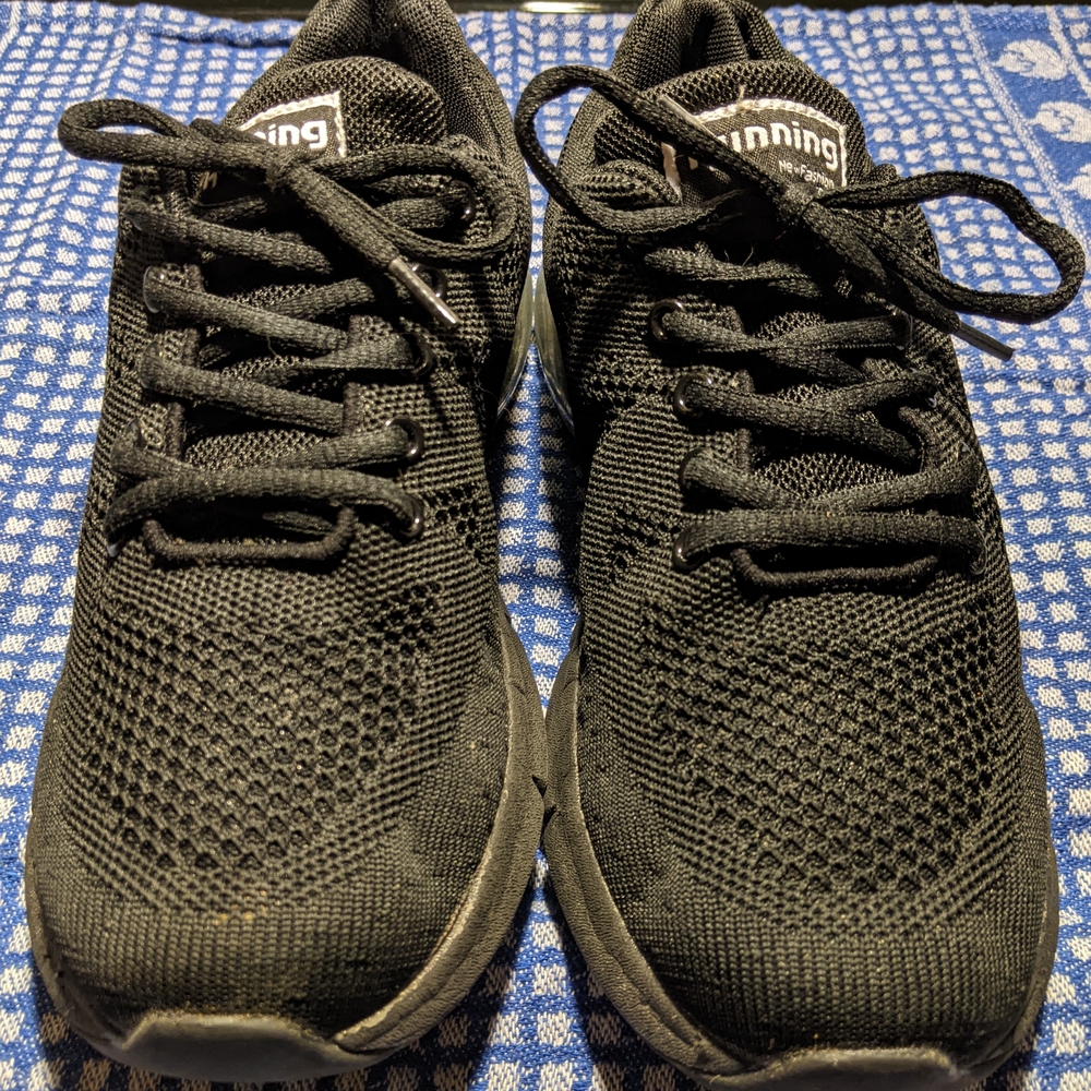 Black Knit Mesh Sneakers with Breathable Design